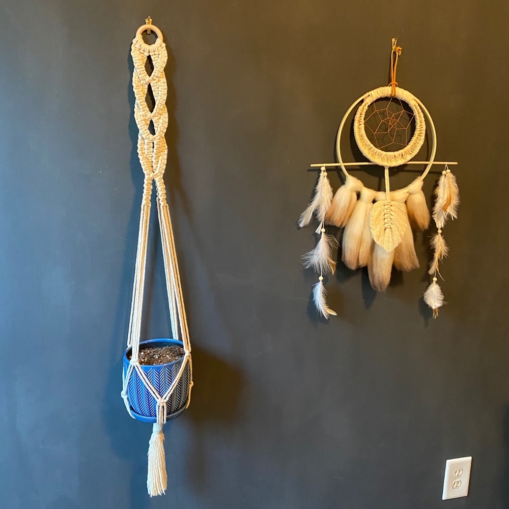 Macrame plant hanger. Handmade